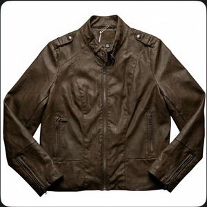J2 Chocolate Brown Faux Leather Jacket XL